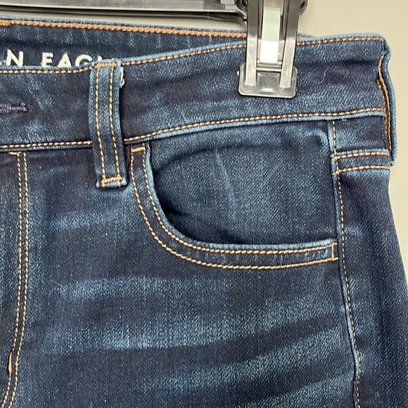 American eagle super stretch dark denim hi rise jeggings long 10 - Picture 4 of 9